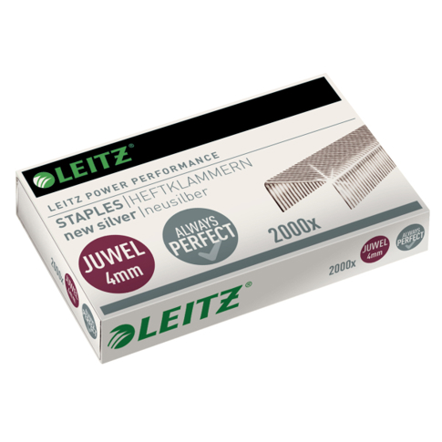 Leitz | Heftklammer Juwel Neusilber 4mm, 12 Blatt, versilbert