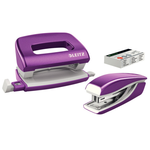 Leitz | Set Mini Locher und Mini Heftgerät NeXXt WOW, 2-teilig, perlweiß