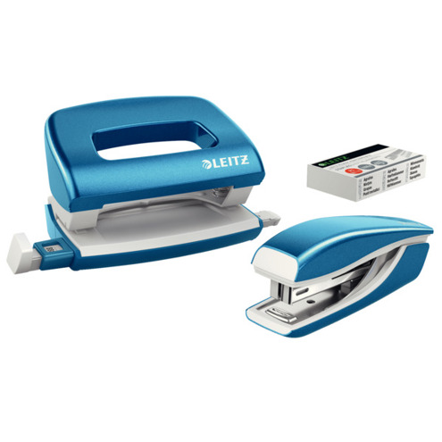 Leitz | Set Mini-Locher und Mini-Heftgerät NeXXt WOW, 2-teilig, blau
