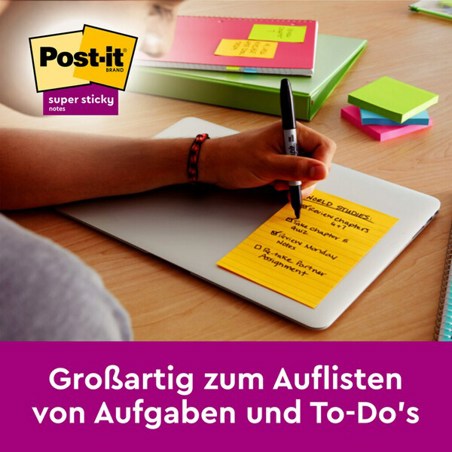 3M | Post-it® Super Sticky Notes, verschiedene Farben, 70 Blatt/Block