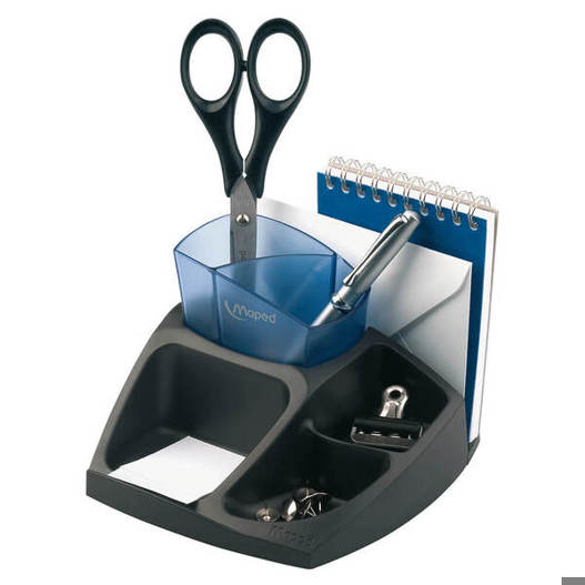 Maped | Stifteköcher Essentials Green Compact Office 575400, 5 Fächer, recycelter Kunststoff, Blau