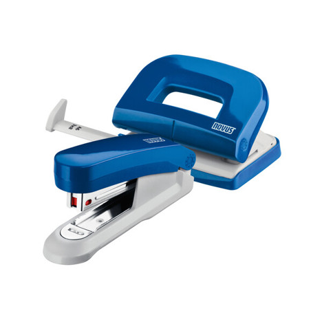 Novus | Heftgerät/Locher Set E 15 / E 210, 3-teilig, blau