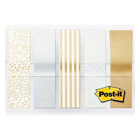 3M | Post-it® Index Haftstreifen, Mini, Metallic Collection, 11.9 mm x 43.2 mm