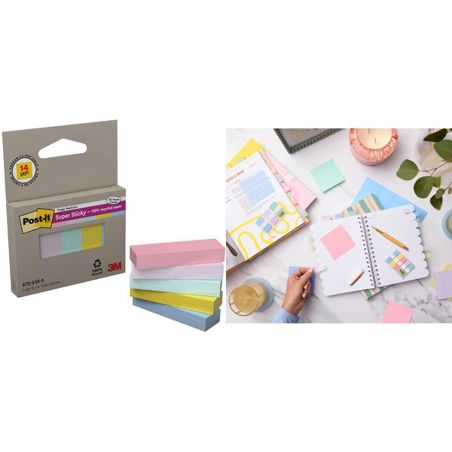 3M | Post-it Super Sticky Page Marker Pastell 670-SSR-5, 15 x 50 mm, 5 Blöcke, 5 Pastellfarben
