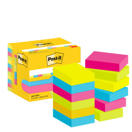 3M | Post-it Notes 653TFEN, 38 x 51 mm, 1200 Blatt, farbig sortiert