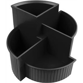 helit | Stifteköcher the hub line H6390695, 4 Fächer, Polystyrol, schwarz