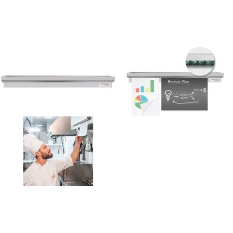 Hygostar | Wandklemmschiene Catch-ball-System Infobord, weiß, 1.000 mm Länge