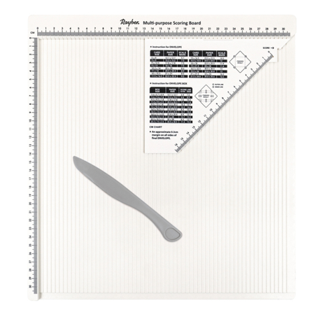 Rayher Hobby | Scoring Board Mehrzweck Falzbrett, 30,5x30,5cm, inkl. Falzbein + Maßdreieck