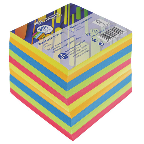 Westcott | Notizklotz E-1730907 00, 9x9x8cm, neonfarbig, ca. 800 Blatt