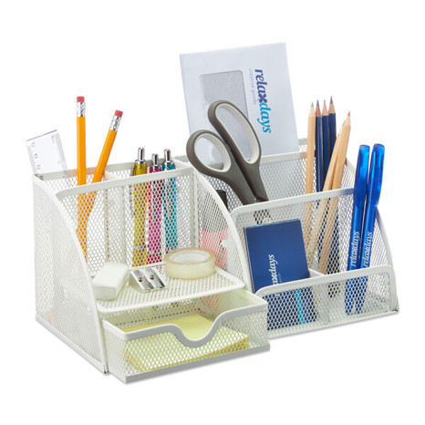 Relaxdays | Schreibtisch Organizer 10032560_0, mit Stiftehalter & Schublade