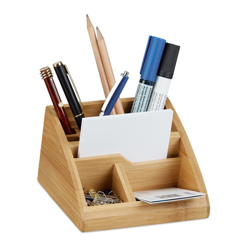 Relaxdays | Schreibtisch Organizer 10022187_0, Bambus Natur, 5 Fächer