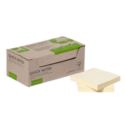 Q-Connect | Haftnotizblock, 100 Blatt, 76x76mm, gelb
